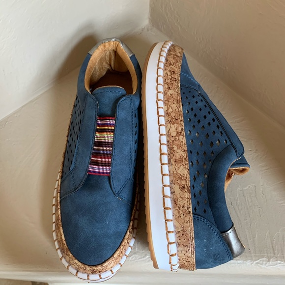 Unbranded Shoes - Blue Microfiber Slip On Shoes